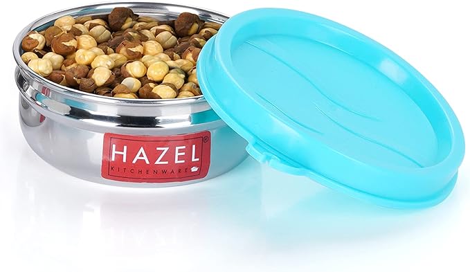 HAZEL Stainless Steel Airtight Containers for Storage | Small Storage Containers for Kitchen & Tiffin Boxes with Leak Proof Lid, 90 ML