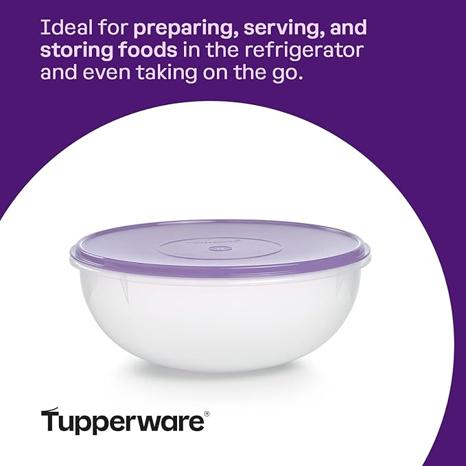 Tupperware Fix-N-Mix 1.7 Gallon Mixing Bowl, Clear with Sorbet Colored Airtight Lid, Dishwasher Safe and BPA Free (6.5 L)