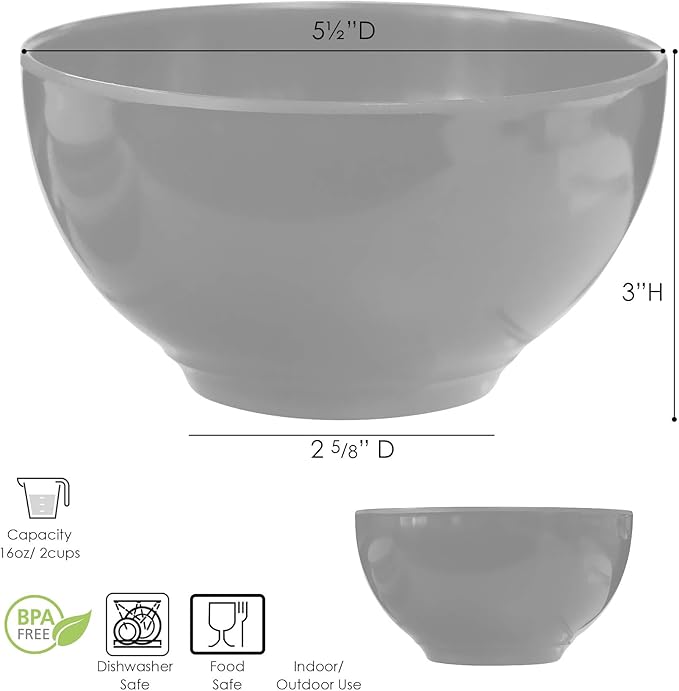 Calypso Basics 100% Melamine Cereal Bowls Set of 6,16 oz, BPA Free, Break-Resistant, Dishwasher Safe, Lightweight Plastic Bowls for Cereal, Soup, Ice Cream, Picnics, Pink by Reston Lloyd