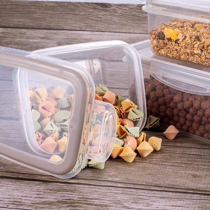 Plasutil 6-Pc Food Storage Containers Set, BPA Free, Airtight Lids with Locking Tabs, Microwave, Dishwasher & Freezer Safe, Ideal for Lunch, Meal Prep & Leftovers, Kitchen and Pantry Organization