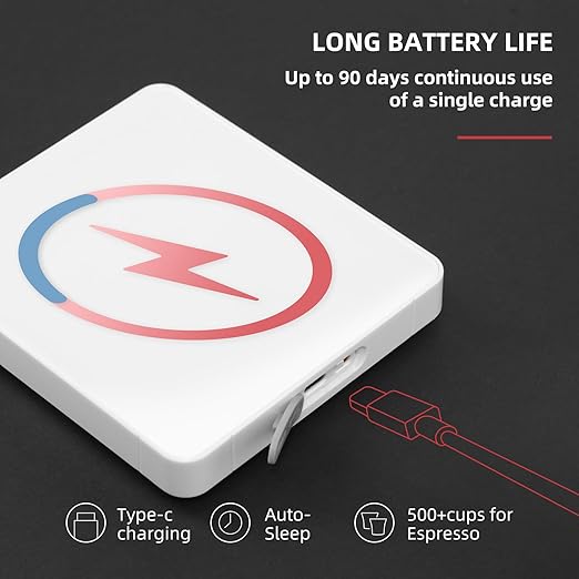 Portable Coffee Scale,Electronic Digital Espresso Scale with Timer,2kg/0.1g High Precision,USB Type-C Charging,Rechargeable 1800mAh Battery White