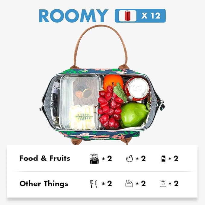 Lekesky Lunch Bag Lunch Box for Women Men Reusable Insulated Lunch Tote Bag, Leakproof Thermal Food Handbags for Travel, Cactus