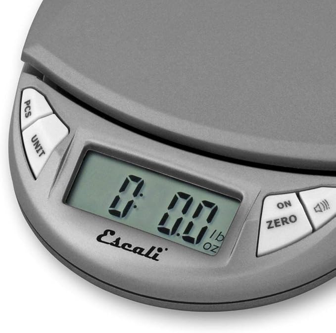 Escali Pico PR500S Precision Kitchen Food Scale for Baking and Cooking, Lightweight and Durable Design, LCD Digital Display, Lifetime ltd. Warranty, Metallic Small