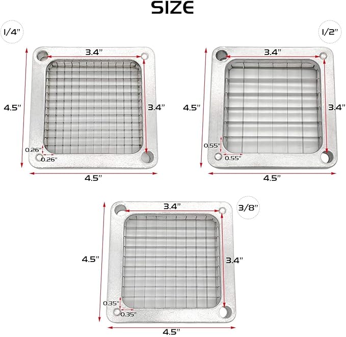 Vegetable Dicer Quick Slicer Machine, 1/2"+1/4"+3/8" Blade, S-Steel French Fry Maker Onion Pepper Potato Mushrooms chopper