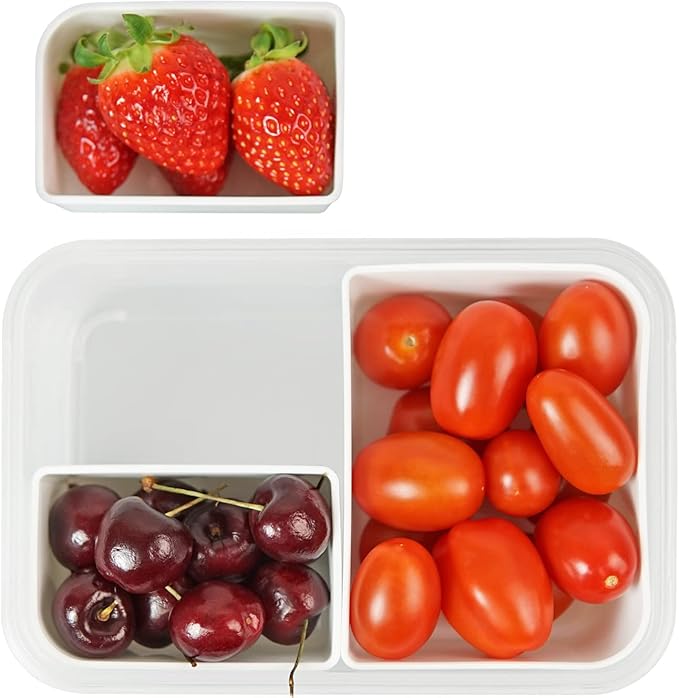 carrotez 3 Compartment Portion Control Container, Food Storage Container with 3 Removable Compartments, Reusable, BPA Free, 4.64 Cup (1100ml)