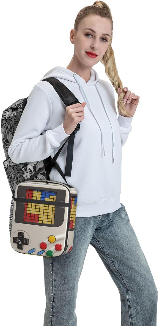 Insulated Lunch Box for Boys Girls Kids Video Game Lunch Box for Work,Picnic,School,Travel,Hiking,Beach or Fishing Polyester Video Game Theme Lunch Bag