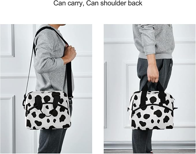 Milk Cow Dot Skin Insulated Lunch Bag Reusable Lunch Tote Bag Cooler Bag for Women Men Adult Lunch Box with Adjustable Shoulder Strap Leakproof Lunch Bag for Work School Picnic Camping