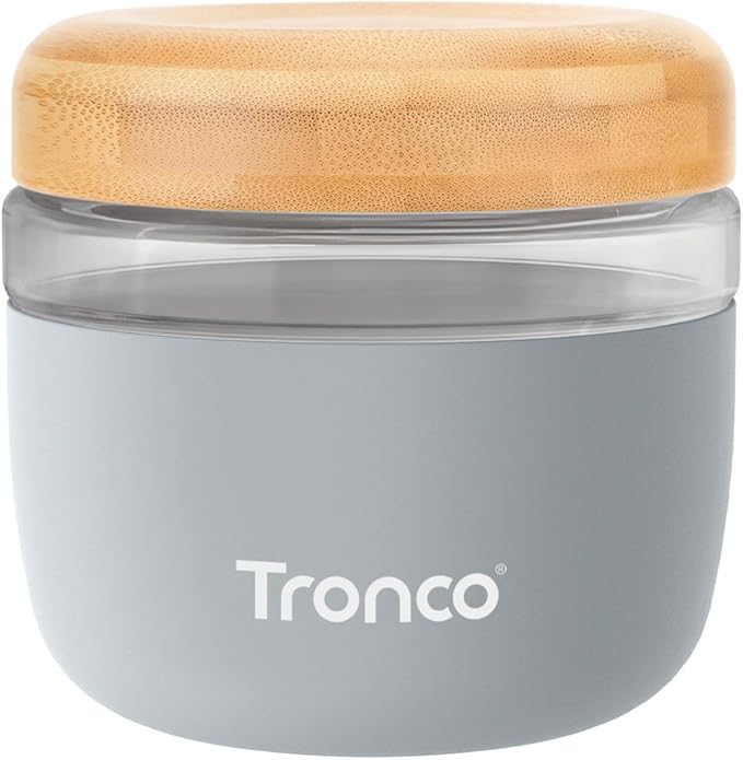 Tronco 24 oz Glass Container with Bamboo Lids, Food Storage Bowls for Soup, Stew & Overnight Oats, 100% Leak & Spill Proof, Airtight, Microwave & Dishwasher Safe, BPA-Free