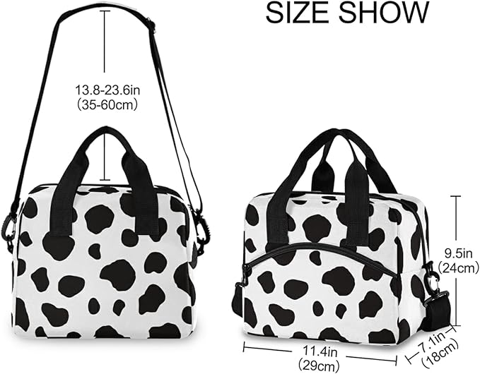 Milk Cow Dot Skin Insulated Lunch Bag Reusable Lunch Tote Bag Cooler Bag for Women Men Adult Lunch Box with Adjustable Shoulder Strap Leakproof Lunch Bag for Work School Picnic Camping