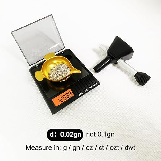 Reloading Scale with Powder Trickler, 750 Grains x 0.02 gn, Metal Powder Pan and Handy Scoop, Milligram Scale, 50g x 0.001g