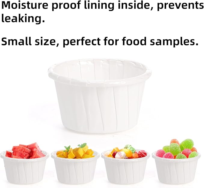 Dicunoy 800 PCS Paper Souffle Portion Cups, 1 oz Disposable Sample Cups for Tasting, Small Treated Ketchup for Medicine, Measuring, Dessert, Waterproof Coating
