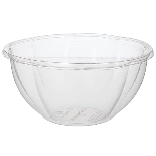 Eco-Products Compostable Clear PLA Plastic 32oz Salad Bowl No Lid, Pack of 50, Disposable Round To Go Cold Food Containers, Lids Sold Separately, Renewable PLA Material Made from Plants, ASTM, BPI