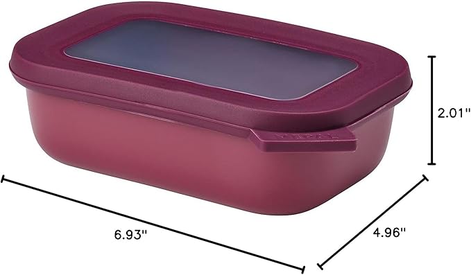 Mepal Cirqula Rectangular Multi Bowl 500 ml Nordic Berry-Food Storage Box-Stackable-Dishwasher Safe, 500ml