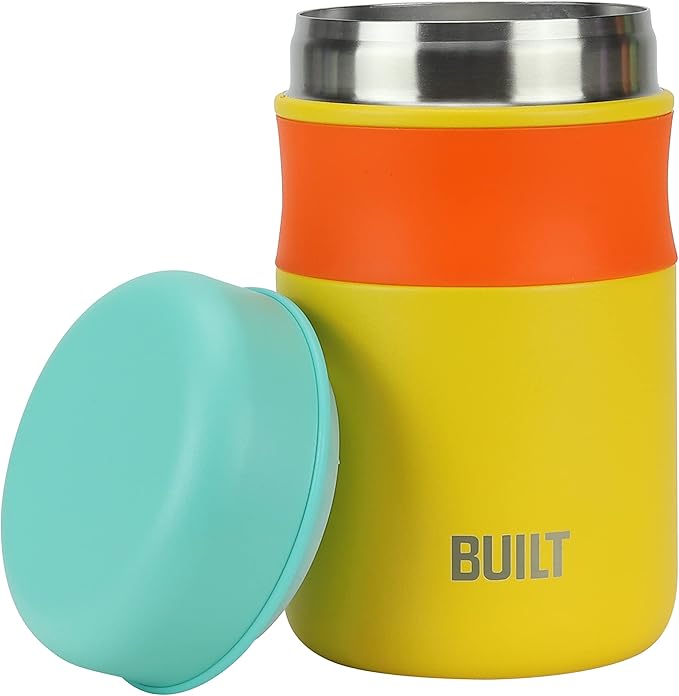 BUILT 16 Ounce Vacuum Insulated Food Jar Tumbler Double Wall Citrus Sunrise Stripe