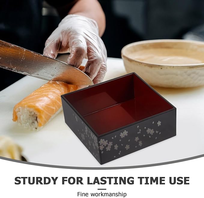 Amosfun Traditional Japanese Bento Lunch Box 3-tiers Sushi Tray Plastic Lacquered Snack Box with Lid Meal Container for Home Restaurant