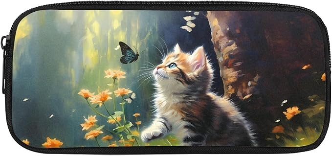 Dolyues Cat Pattern Kids Backpack with Insulated Lunch Box Pen Case Set Kindergarten Elementary Middle School Book Bag for Teen Girls Children Students Cute