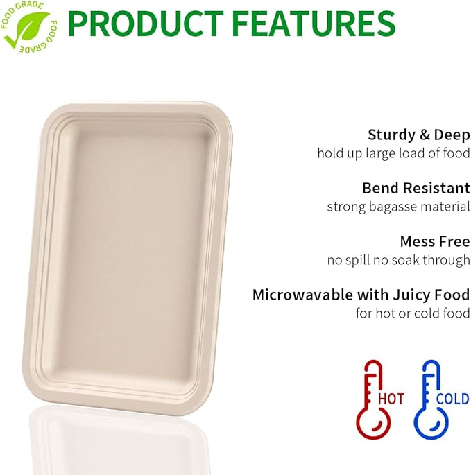 bloomoon 50 Pack 14 Inch Disposable Food Trays, Large Paper Plates 14 inch Disposable Trays for Crawfish Crab Seafood Boil, BBQ Serving,Cookie Dessert,Seafood Boil Party Supplies