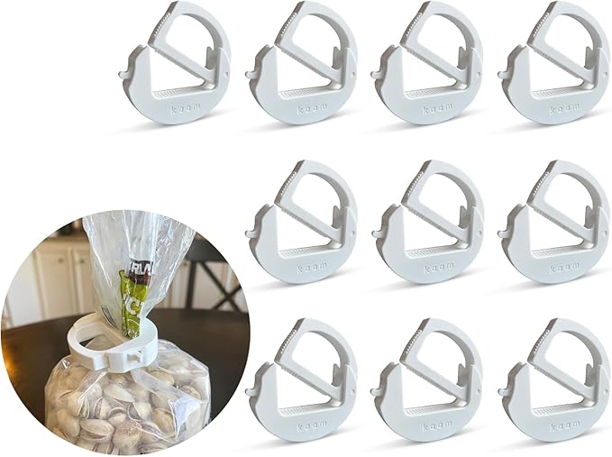 Bag Clip, chip Clip, Food Clip, Bread Clip | Heavy Duty, Adjustable, one Size fits All, Stackable, Magnetic, Fridge & Freezer Safe, Hook-able,Built to Last, Ergonomic(Fluffly Cloud, 10 Pack)