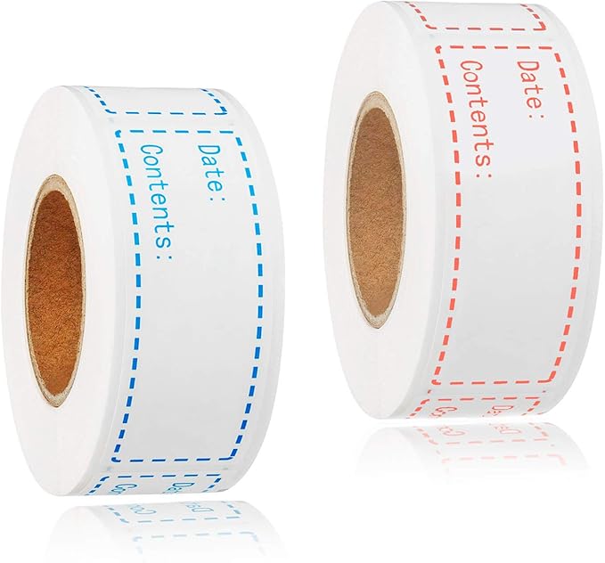 300pcs Removable Freezer Labels, Yoget 1 x 3 Inch Food Storage Stickers, Refrigerator Freezer Paper Label Easy Clean Leaves No Residue, 2 Color Food Labels Roll