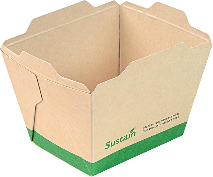 Restaurantware-Sustain 17 Ounce Sturdy Paper Take Out Boxes, 50 Disposable Take Out Food Containers - With PLA lining, Lids Sold Separately, Bamboo Paper Containers, Compostable, Click-Lock Design