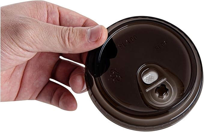 LIDS ONLY: Zero Waste 3.5 x 3.5 Inch Plastic Lid, 100 Disposable Sippy - Cups Sold Separately, Commercially Compostable, Black PLA, Fits 12, 16, and 24 Ounce Cups - Restaurantware