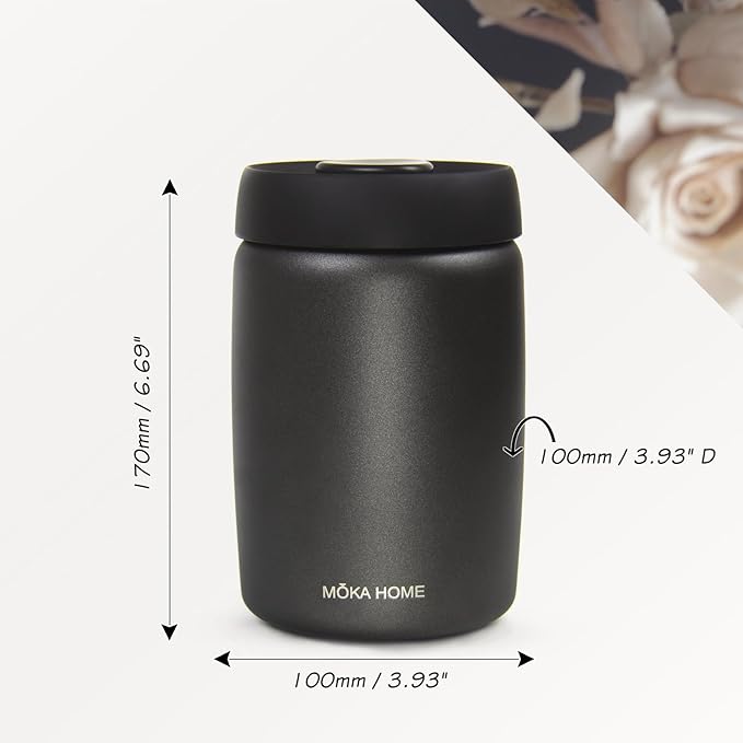 Stainless Steel Vacuum Coffee Canister | Food Storage Container | Airtight Storage Containers | Press Out Excess Air Preserve Food Freshness | 1.2L Coffee Containers Holds 11 oz of Coffee Beans