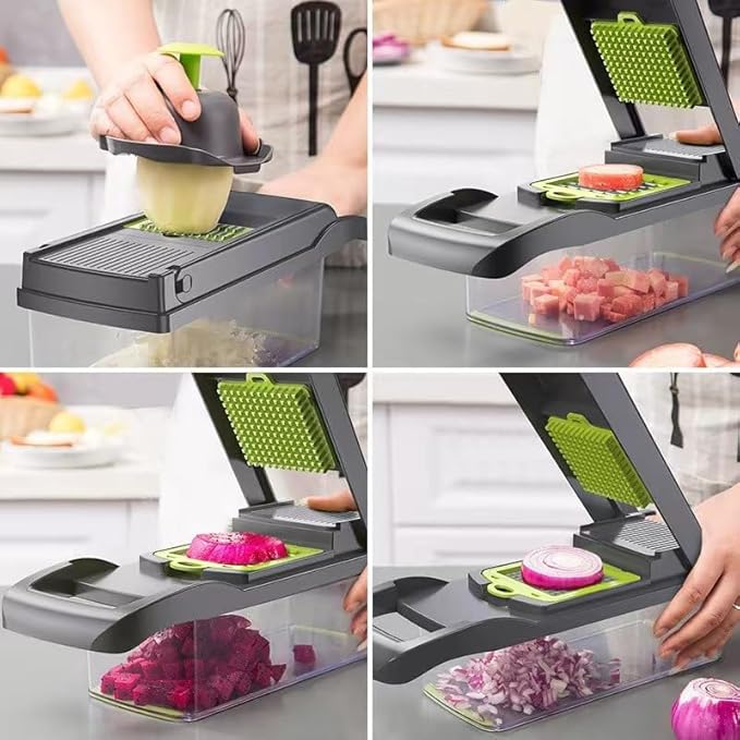 16 in 1 Multifunctional Food Chopper, Vegetable Chopper, Pro Onion Chopper, 8 Blade Vegetable Chopper, Egg Slicer with Container, French Fry Cutter Potatoe