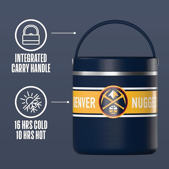 Hydrapeak x NBA Officially Licensed Denver Nuggets 25oz Stainless Steel Vacuum Insulated Thermos Food Jar with Handle, Wide Mouth Leak-Proof Soup Thermos for Adults, 10 Hours Hot and 16 Hours Cold