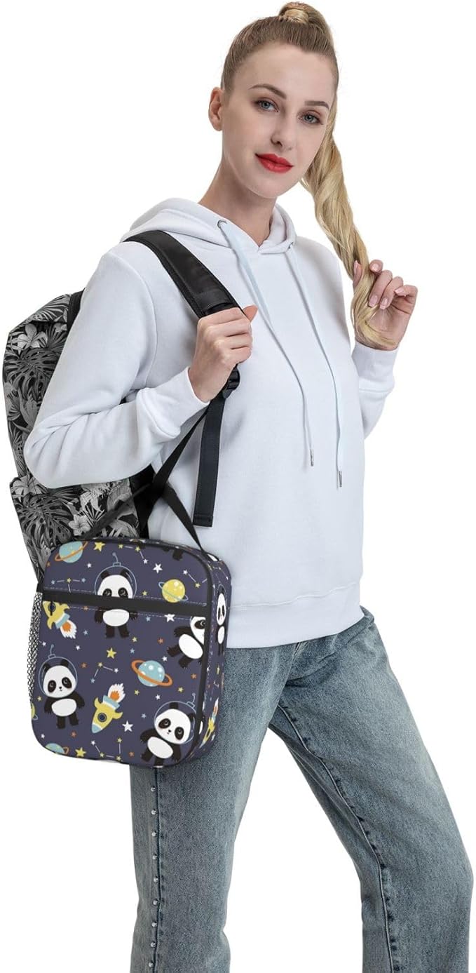 Insulated Lunch Box for Girls & Women - Kids Panda Lunch Box for Work, Picnic, School, Travel, Hiking, Beach or Fishing - Polyester Panda Lunch Bag