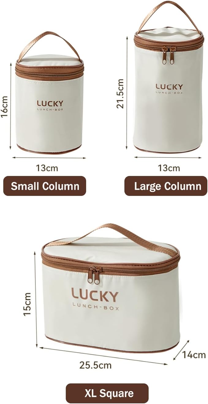 Stainless Steel Lunch Box, 3-Tier Insulated Bento Box Microwave Safe Soup Bowl for Adults, Thermal Food Container for Office Workers (Brown, 4pcs + Tableware + Insulated Bag)