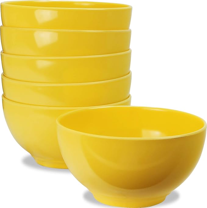 Calypso Basics by Reston Lloyd Melamine Bowl, Set of 6, Lemon Yellow