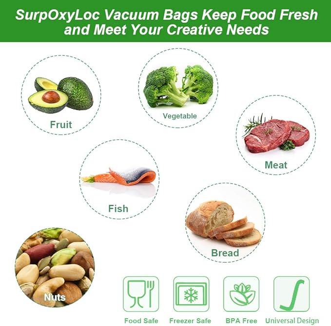 SurpOxyLoc 2 Pack 8x50 Vacuum Sealer Bags Rolls with BPA Free,Heavy Duty,Great for Sous Vide and Vac Seal storage
