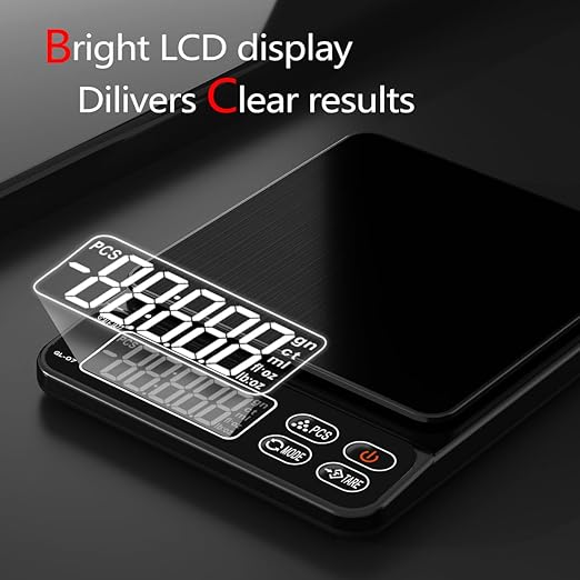 Mini Scale,6.6lb Scale for Grams,Digital Scale Food,Cooking Scale and Food Scales for Kitchen,Food Scale Grams and Ounces,Grams Scale,7Units,Auto Off,Tare,PCS,LCD Display