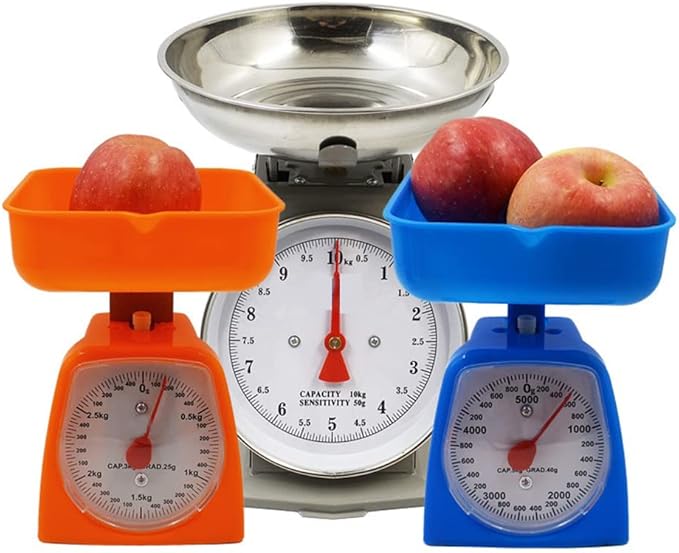 Utoolmart Mechanical Kitchen Scale - Diet Food Scale - with Pounds & Kilogram Measurements - Measuring Range 5000g Accuracy 5g with Tray Blue