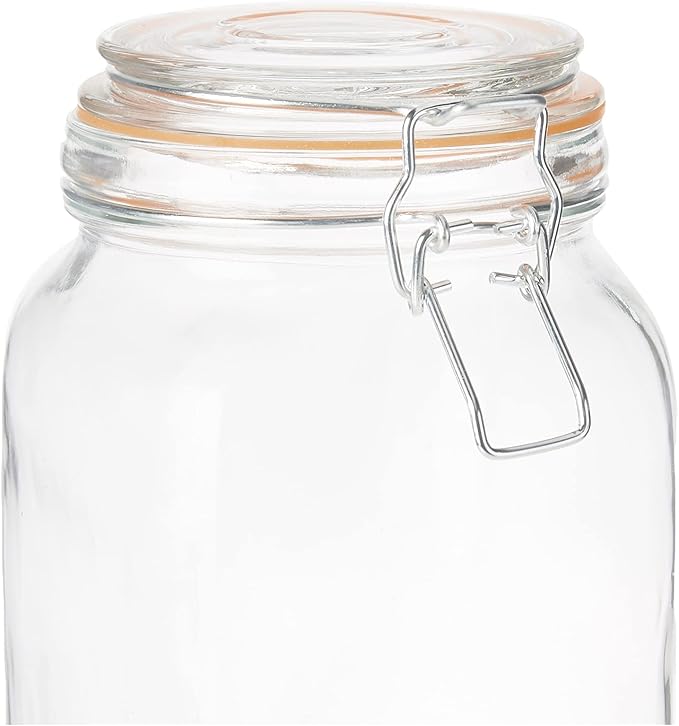 OGGI 4 Piece Airtight Glass Storage Containers Set - Includes 4 Glass Kitchen Canisters with Clamp Lids & Silicone Seals - Farmhouse Kitchen Décor, Kitchen Storage, Pantry Storage, Food Storage