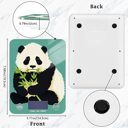Food Scale Kitchen Digital Scale Food Ounces and Grams Dieting Baking Cooking Waterproof Glass Panels LCD Display,4 Units Scale Tare Function Baby Panda Chewing Green Bamboo