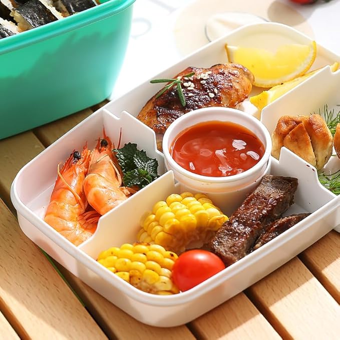 Youeon 3 Pcs 68 Oz Salad Lunch Container with 4 Compartment Tray, Bento Lunch Box with Spoon & Dressing Cup, Leakproof Salad Container for Lunch, Toppings, Snacks, Fruits, BPA-Free