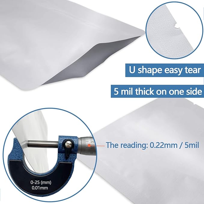 100 Pieces 1 Gallon Mylar Bags 10 x 14 Inch, 5 Mil Mylar Bags for Food Storage Coffee Tea Beans Dry Food, Thick Sealable Mylar Bag
