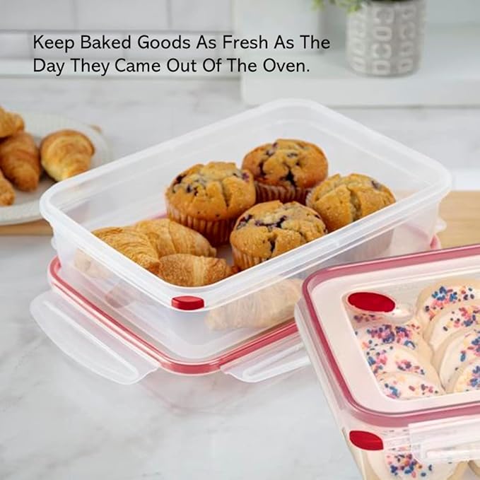 Tribello Plastic Food Storage Containers With Lids - Large 15.2 Cup (121 Oz) Airtight Container Box For Food Storage, Freezer, Microwave And Dishwasher Safe, Airtight Lids, BPA-Free - 3 Pack