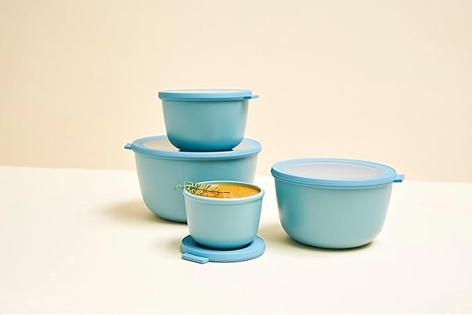 Mepal Cirqula 101oz/3,000ml Multi Food Storage & Serving Bowl with Transparent Lids | Perfect for Food Prep | Microwave & Dishwasher Safe | Nordic Sage | Made in Holland