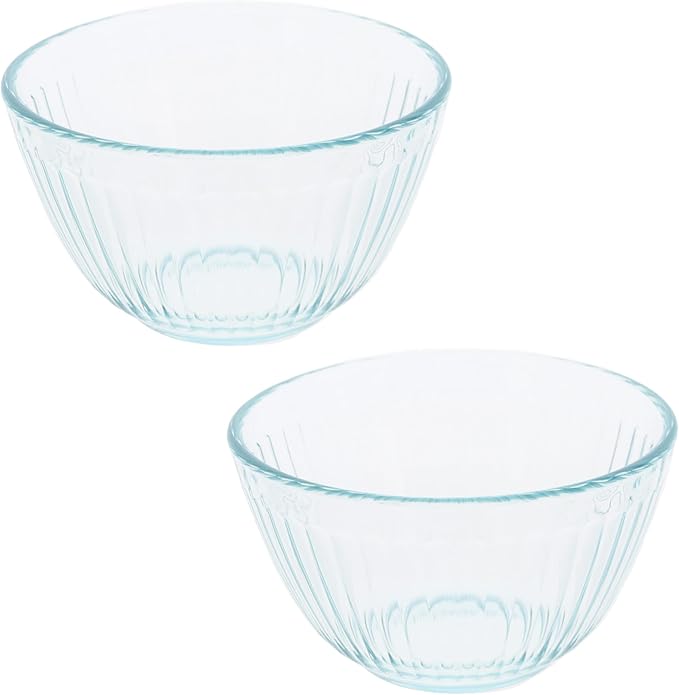 Pyrex 7401 3-Cup Sculpted Glass Mixing Bowls - 2 Pack