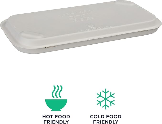 ECO PRODUCTS Compostable Vanguard 13"x7" Pizza Clamshell To Go Containers, Case of 200, Flatbread Take Out Food Box, White Renewable Molded Fiber, No-Added PFAS, ASTM Compliant, BPI-Certified
