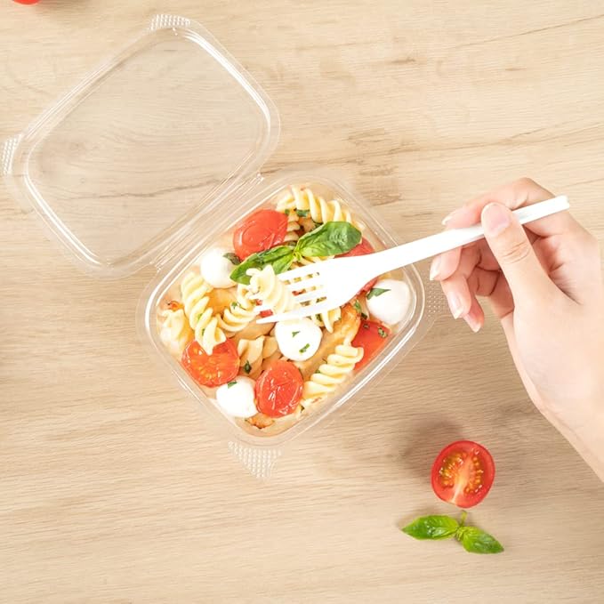 Restaurantware Thermo Tek 16 Ounce Deli Food Containers 100 Anti-Fog Hinged Lid Containers - Freezable Rectangle Clear Plastic To Go Food Containers Disposable