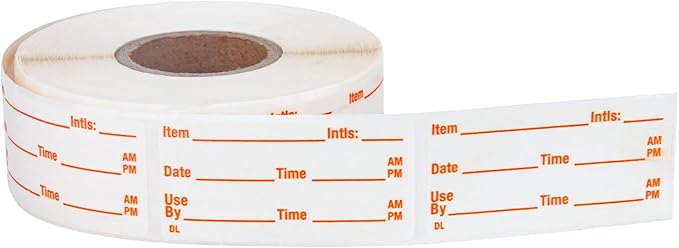 L LIKED 500 Stickers Use by 1 x 2 Inch Dissolvable Food Storage Labels for Containers Prep roll of 500 (Red)