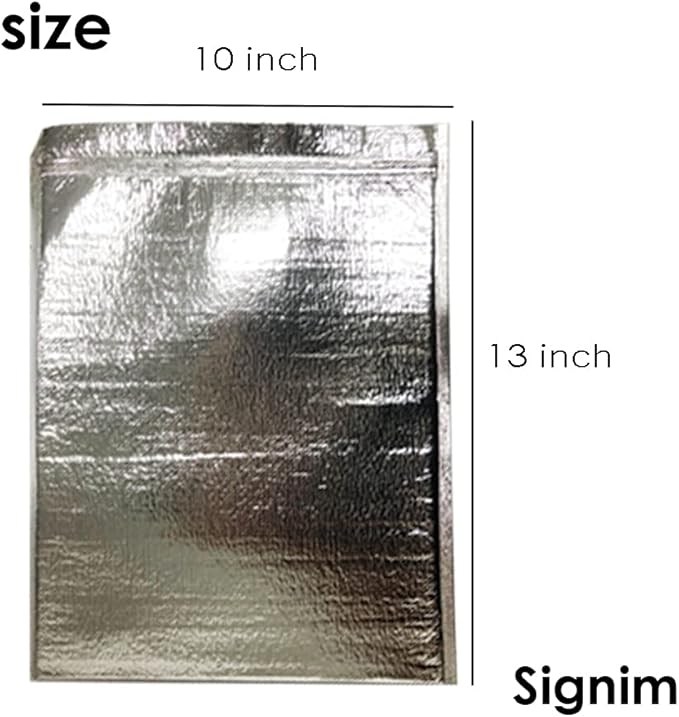 Insulated Easy Zip Lock Resealable Aluminum Sandwich Bag with ice pack - Reusable Thermal Snack Bento Camping Picnic Hot & Cold Pouch (5P, 10 inch x 13 inch)