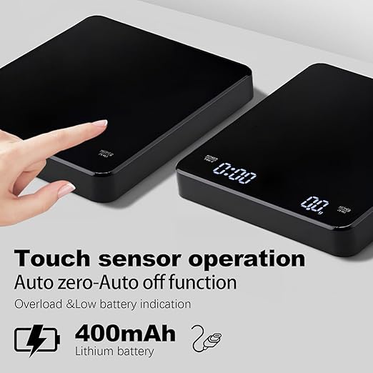 Mini Coffee Scale with Timer, Rechargeable Espresso Scale, 3kg/1g Accurate Scale for Espresso and Pour-Over Coffee, Portable Digital Kitchen Scale with Automatic Timing,Supports Precise Tare Function