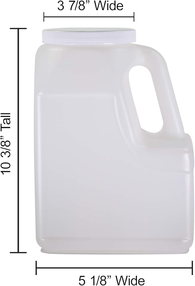 Pinnacle Mercantile Square 1.25 Gallon Plastic Bottles w/Screw-On Lids (20-Pack) Dry Goods and Food Storage Containers | Kitchen, Pantry, Bathroom Use | Food-Grade Safe, Heavy-Duty HDPE