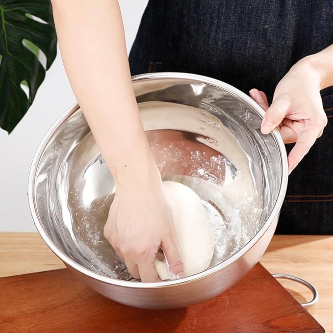 Mixing Bowl Large Stainless Steel 5 Quart Deep Bowl Kitchen Metal with Non-slip Bottom for Baking Cooking Marinating & Food Prep Serving, Dishwasher Safe