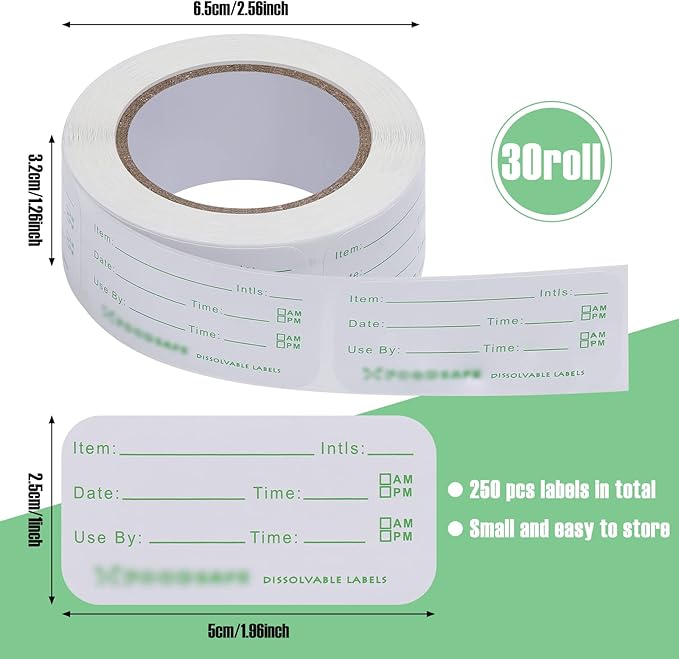 Outus 7500 Pieces Food Labels for Containers 1 x 2 Inch Expiration Date Stickers Washable Meal Prep Food Storage Labels Freezer Tape Easy to Write for Home Kitchen Restaurant Supplies