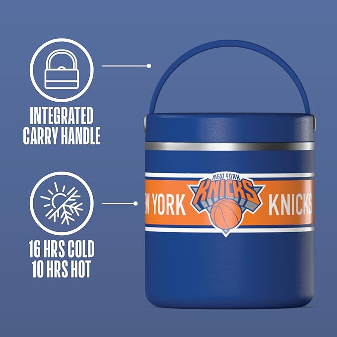 Hydrapeak x NBA Officially Licensed New York Knicks 25oz Stainless Steel Vacuum Insulated Thermos Food Jar with Handle, Wide Mouth Leak-Proof Soup Thermos for Adults, 10 Hours Hot and 16 Hours Cold